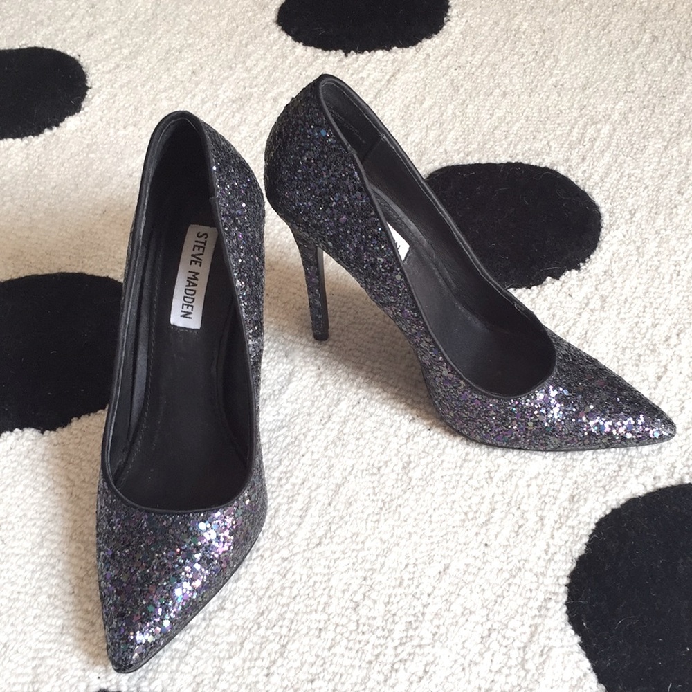 Steve Madden Blue Atlantic Glitter Heels